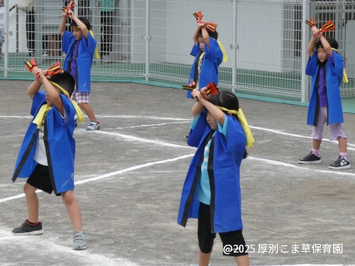 最後の運動会でよさこいソーランを一生懸命頑張って踊っていた5歳児の子どもたちの様子