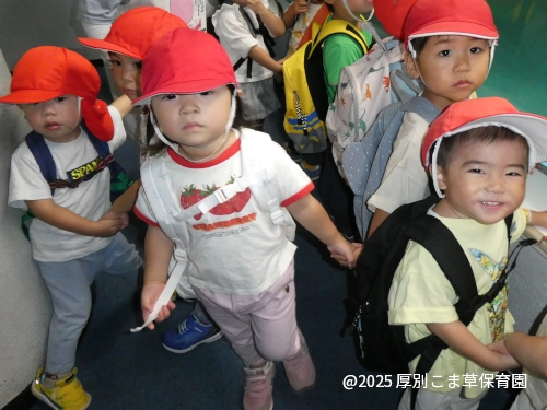 みんなで仲良く水族館を見学している子どもたちの様子