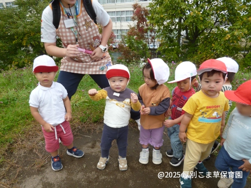 公園の丘に登って遊んでいる子どもたちの様子