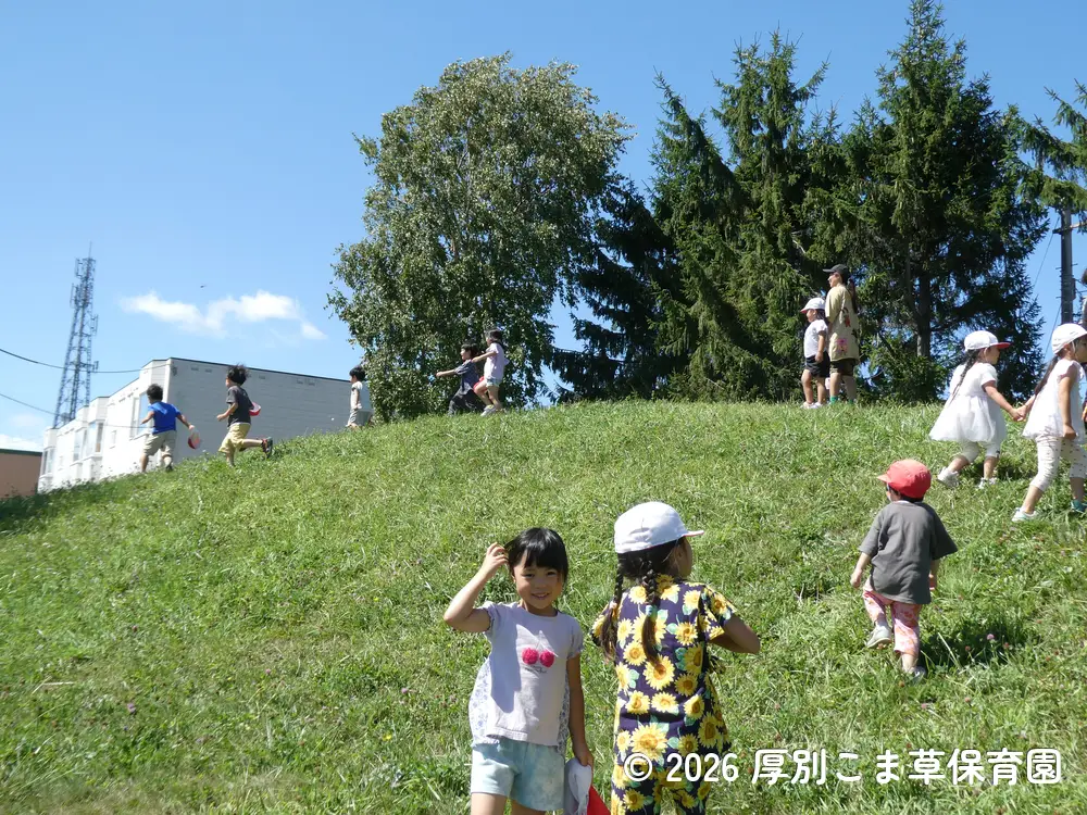 公園のお山で元気に遊んでいる子どもたちの様子